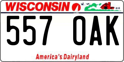 WI license plate 557OAK