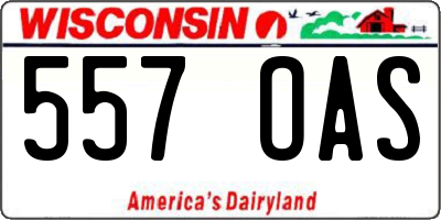 WI license plate 557OAS
