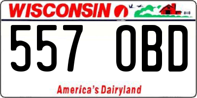 WI license plate 557OBD