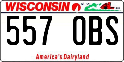 WI license plate 557OBS