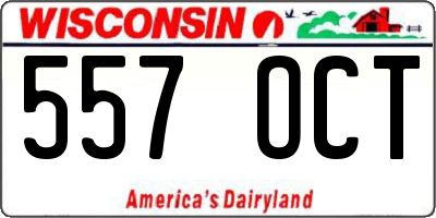 WI license plate 557OCT