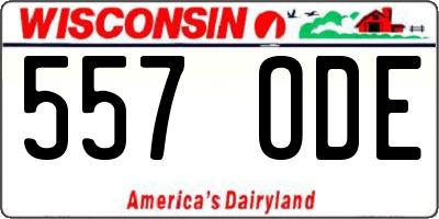 WI license plate 557ODE