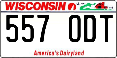 WI license plate 557ODT