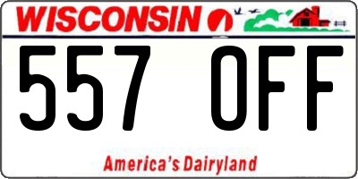 WI license plate 557OFF