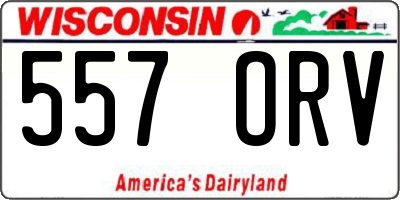 WI license plate 557ORV