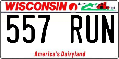 WI license plate 557RUN