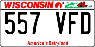 WI license plate 557VFD