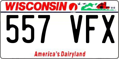 WI license plate 557VFX