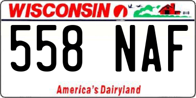 WI license plate 558NAF