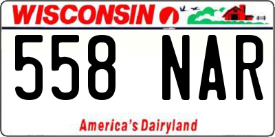 WI license plate 558NAR