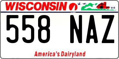 WI license plate 558NAZ