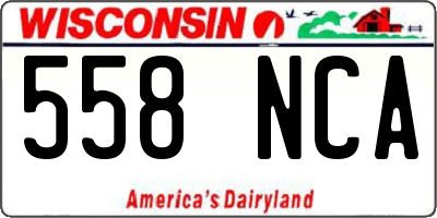 WI license plate 558NCA
