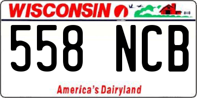 WI license plate 558NCB