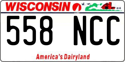 WI license plate 558NCC