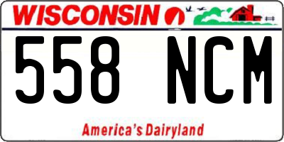 WI license plate 558NCM