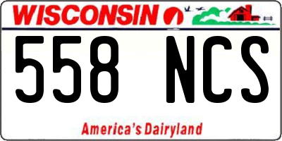 WI license plate 558NCS