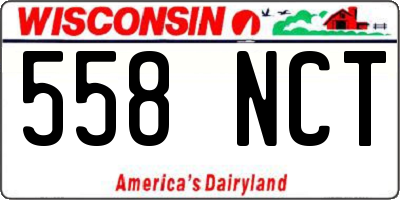 WI license plate 558NCT