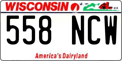 WI license plate 558NCW