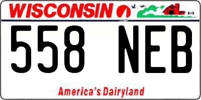 WI license plate 558NEB