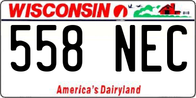 WI license plate 558NEC
