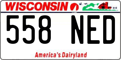WI license plate 558NED