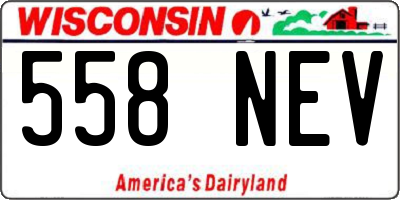 WI license plate 558NEV