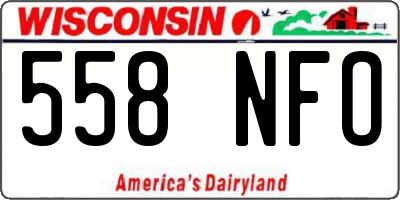 WI license plate 558NFO