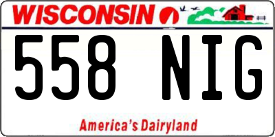 WI license plate 558NIG