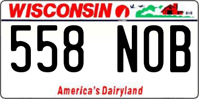 WI license plate 558NOB