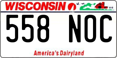 WI license plate 558NOC