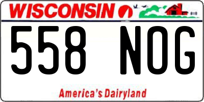 WI license plate 558NOG