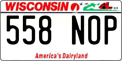WI license plate 558NOP