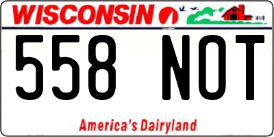 WI license plate 558NOT