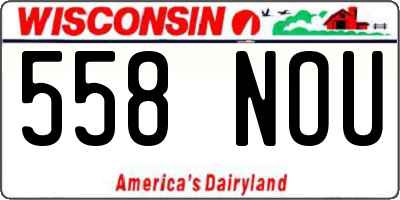 WI license plate 558NOU