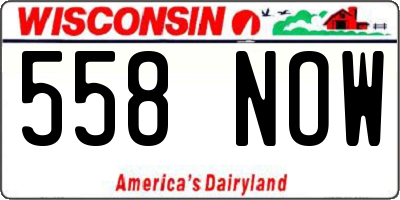 WI license plate 558NOW