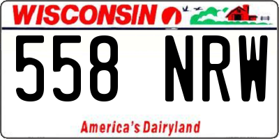 WI license plate 558NRW