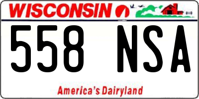 WI license plate 558NSA