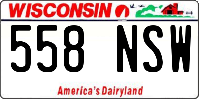 WI license plate 558NSW