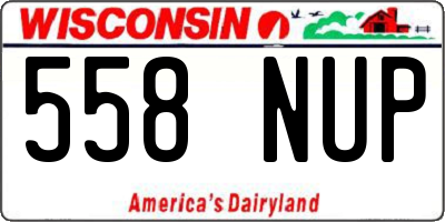 WI license plate 558NUP