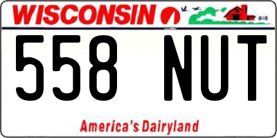 WI license plate 558NUT