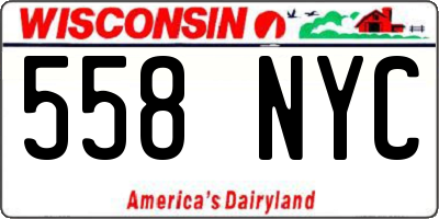 WI license plate 558NYC