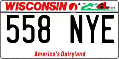 WI license plate 558NYE