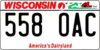 WI license plate 558OAC