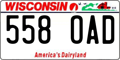 WI license plate 558OAD
