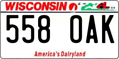 WI license plate 558OAK