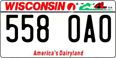 WI license plate 558OAO