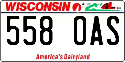 WI license plate 558OAS