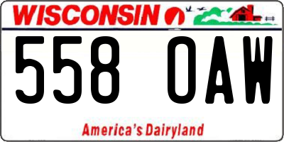WI license plate 558OAW
