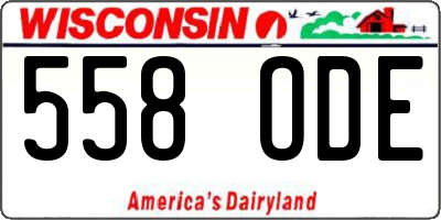 WI license plate 558ODE