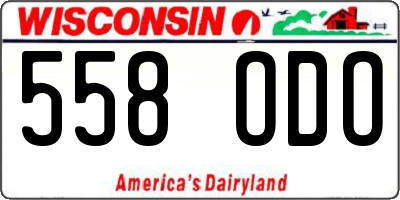 WI license plate 558ODO